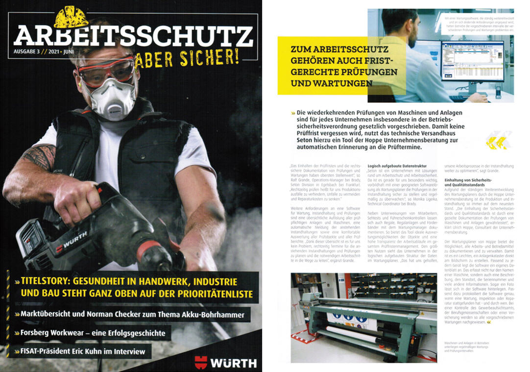 Arbeitsschutz aber Sicher/ 06-21 S-Zwei Verlag GmbH Zum Arbeitsschutz gehören fristgerechte Prüfungen und Wartungen