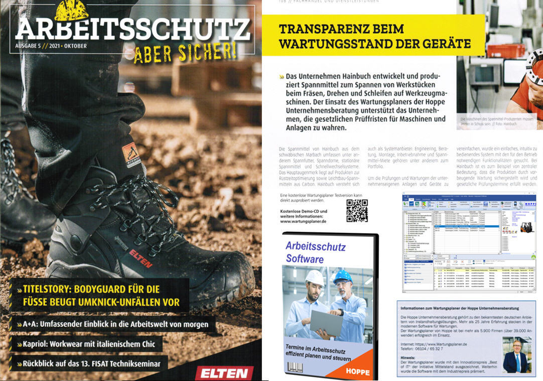 Arbeitsschutz aber Sicher/ 06-21 S-Zwei Verlag GmbH Transparenz beim Wartungsbestand der Geräte