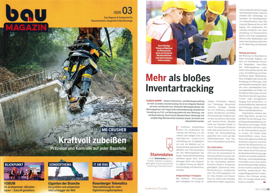 BauMagazin SBM Verlag / 03-26 Wartungsplaner ist mehr als blo�es Inventartracking