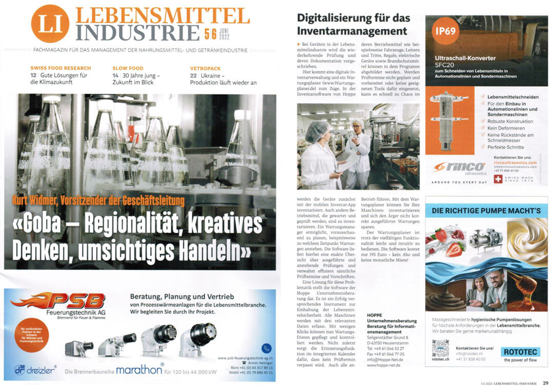 Lebensmittel-Industrie 06-2023 B2B Swiss Medien AG Digitalisierung für das Inventarmanagement