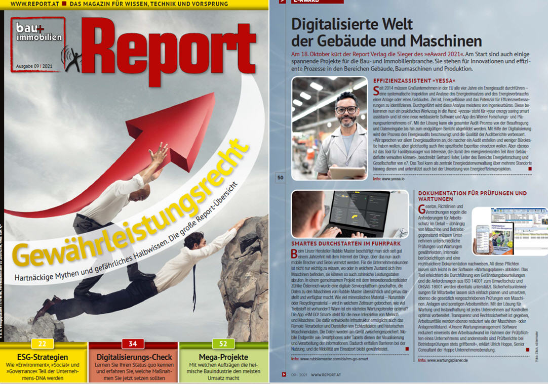 Bau + Immobilien Report.at Report Verlag GmbH & Co KG Oktober/21 - Digitalisierte Welt der Gebäude und Maschinen
